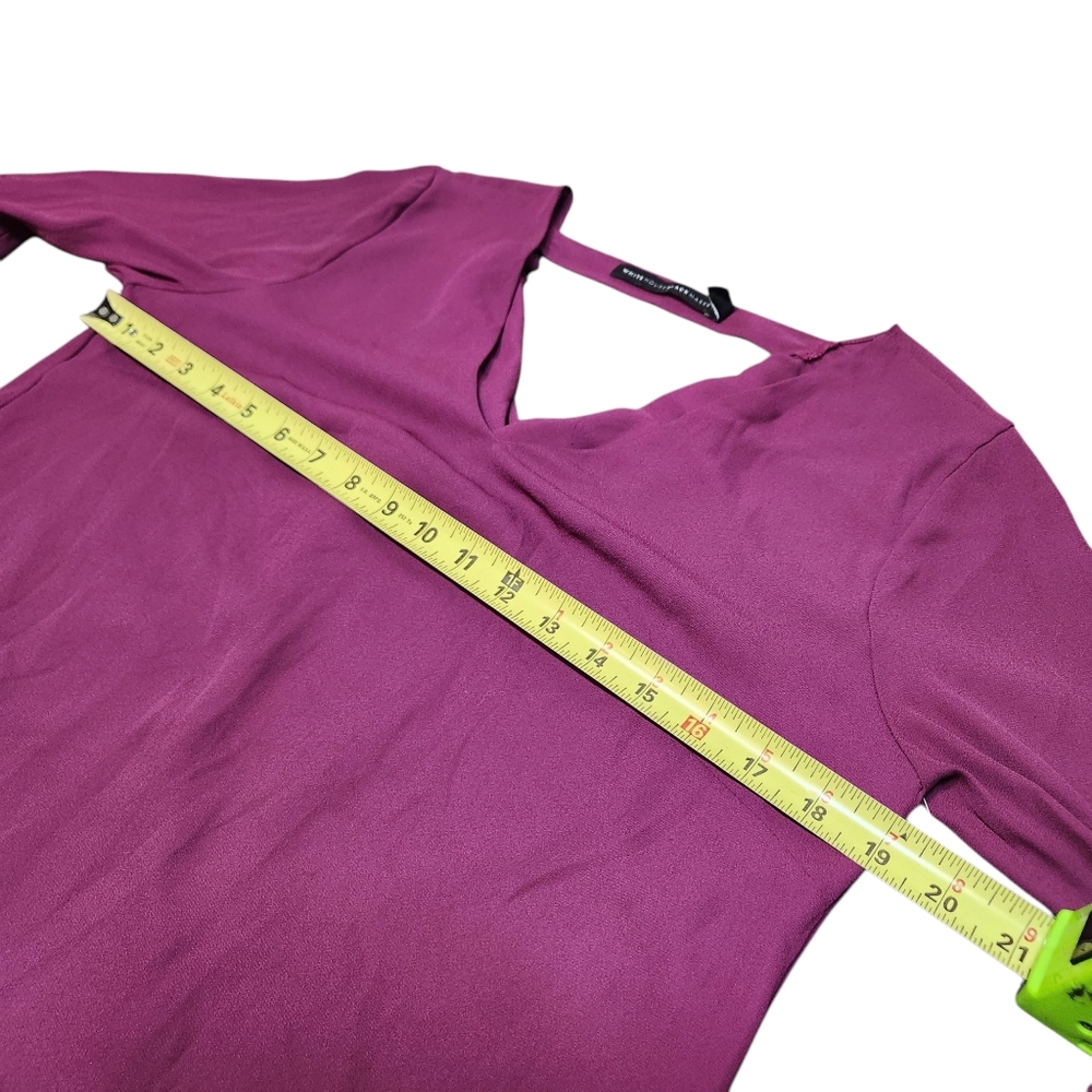 White House Black Market Dramatic Purple Bell Sleeve‎ Drape Back Blouse Top 6 M - Picture 11 of 15